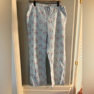 Blue and Pink Flamingo Pajamas Whimsical Sleepwear Large